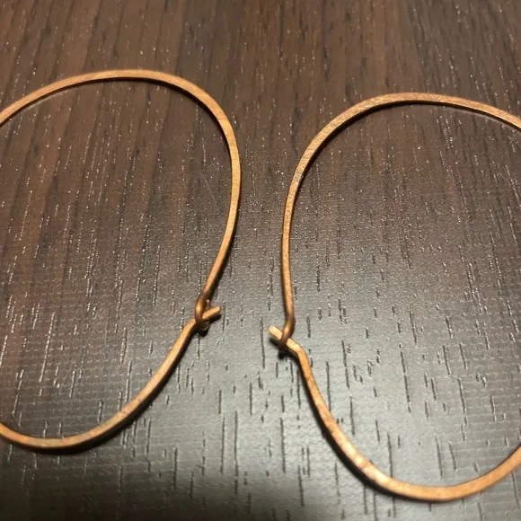 Handmade, Hammered, Copper Hoops - Picture 3 of 9